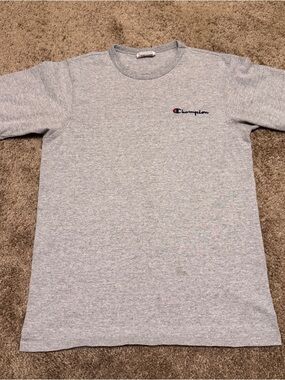 Champion Shirt Mens Small Gray Short Sleeve Spellout Logo
